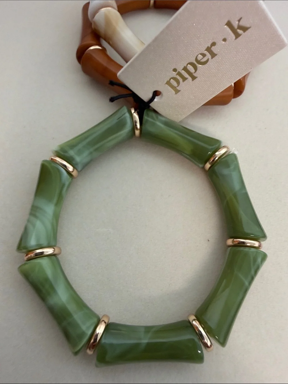 Piper K | Marbled Neutral Colored Bangle Stretch Bracelets